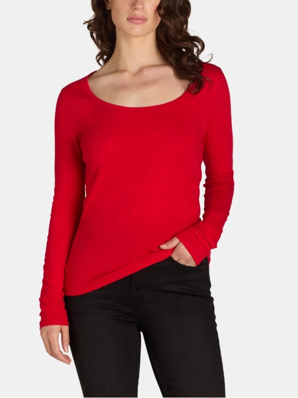 No Boundaries Top Lg (12/14) Red Long Sleeve Scoop Neck Classic T-Shirt Soft